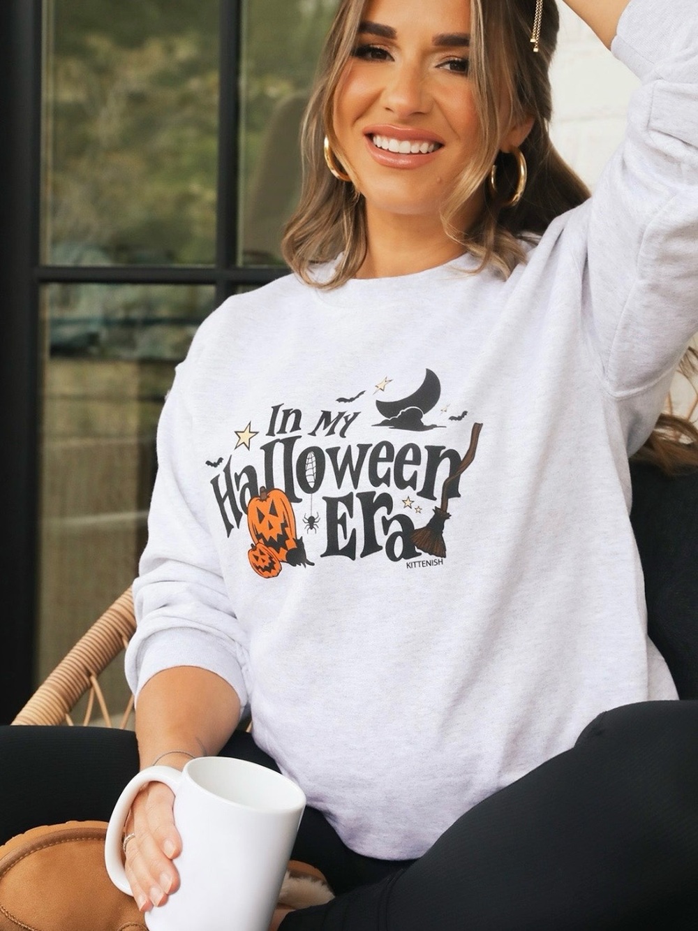 Kittenish Light Grey "In My Halloween Era" Graphic Sweatshirt